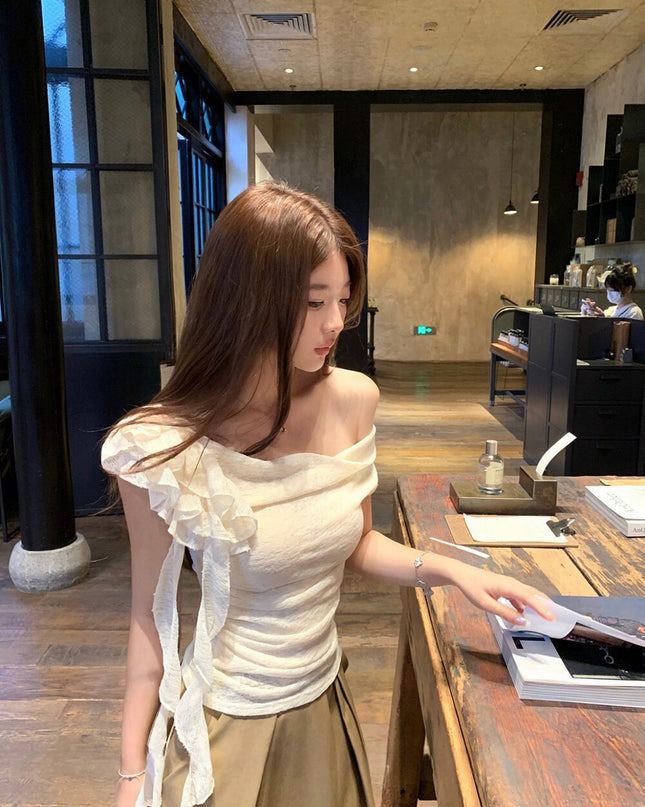 WGWE Ruched Drape Ribbon Top