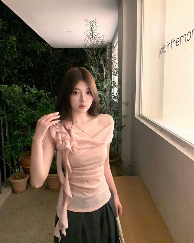 WGWE Ruched Drape Ribbon Top