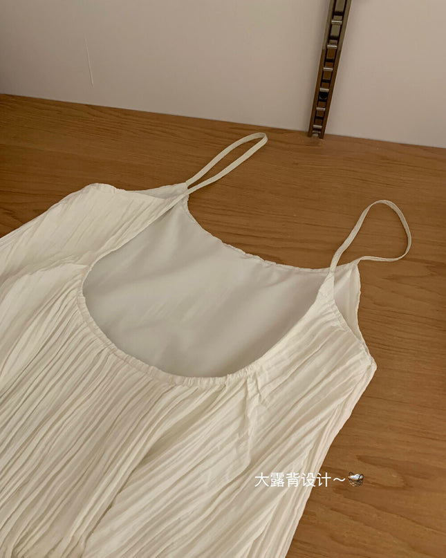 WGWE French Backless Beach Maxi Slip Dress