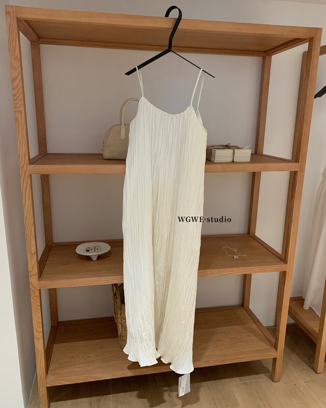 WGWE French Backless Beach Maxi Slip Dress