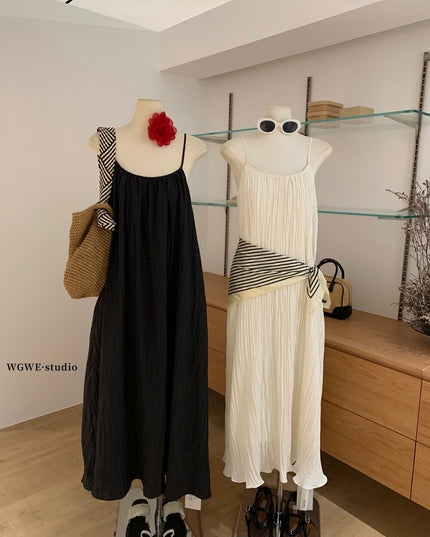 WGWE French Backless Beach Maxi Slip Dress