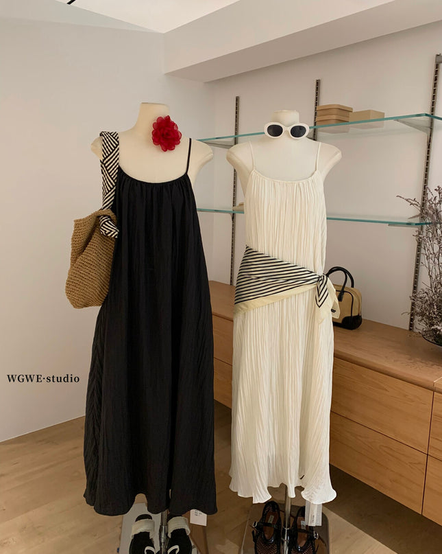 WGWE French Backless Beach Maxi Slip Dress