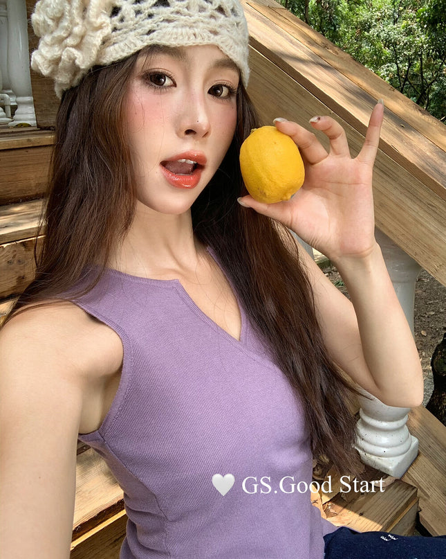 GS.GOOD START Asymmetrical Waist-Slimming Knit Tank