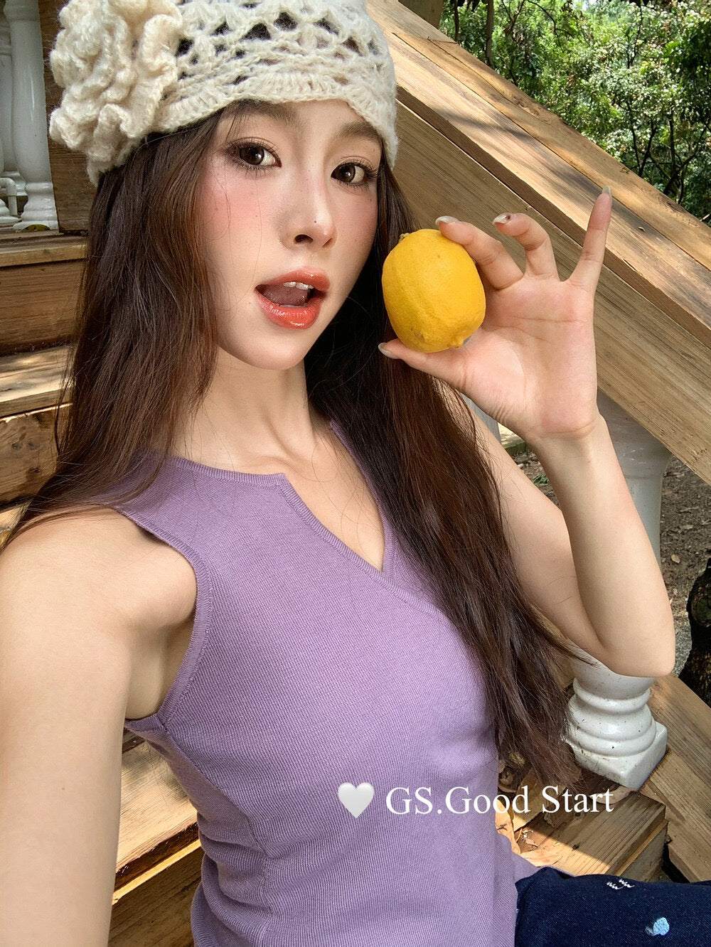 GS.GOOD START Asymmetrical Waist-Slimming Knit Tank