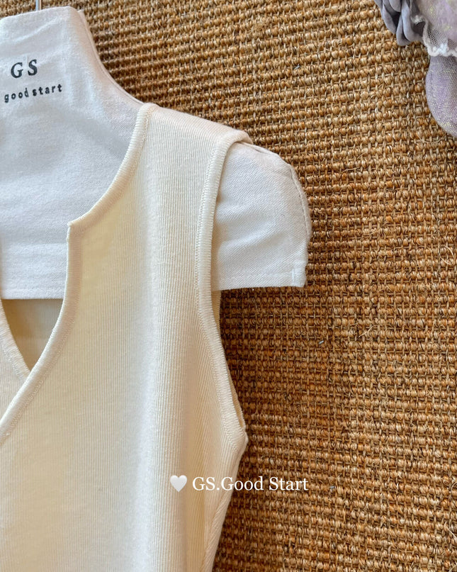 GS.GOOD START Asymmetrical Waist-Slimming Knit Tank