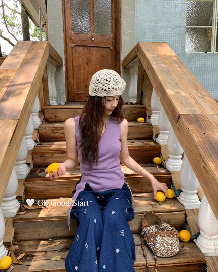 GS.GOOD START Asymmetrical Waist-Slimming Knit Tank