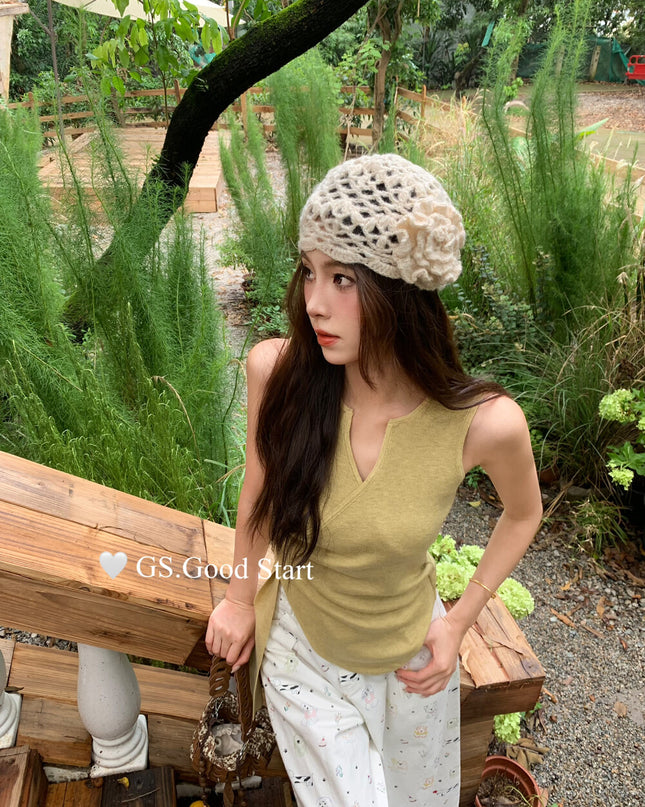 GS.GOOD START Asymmetrical Waist-Slimming Knit Tank