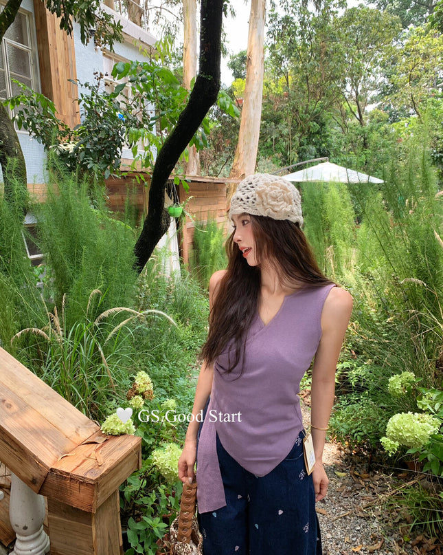 GS.GOOD START Asymmetrical Waist-Slimming Knit Tank