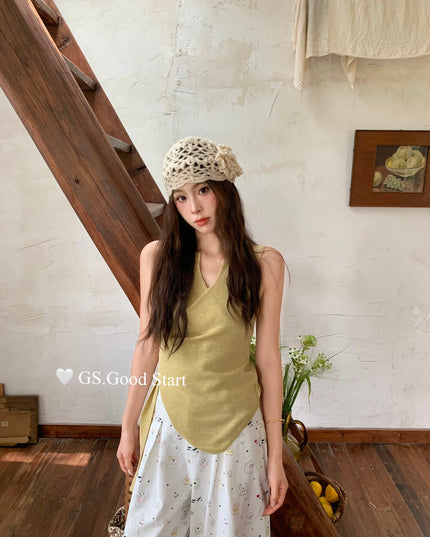 GS.GOOD START Asymmetrical Waist-Slimming Knit Tank
