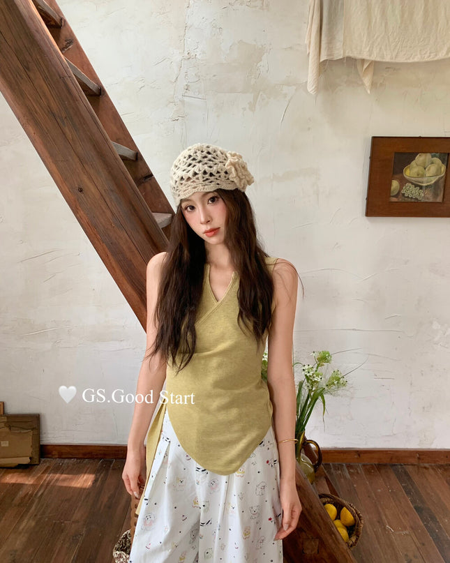 GS.GOOD START Asymmetrical Waist-Slimming Knit Tank