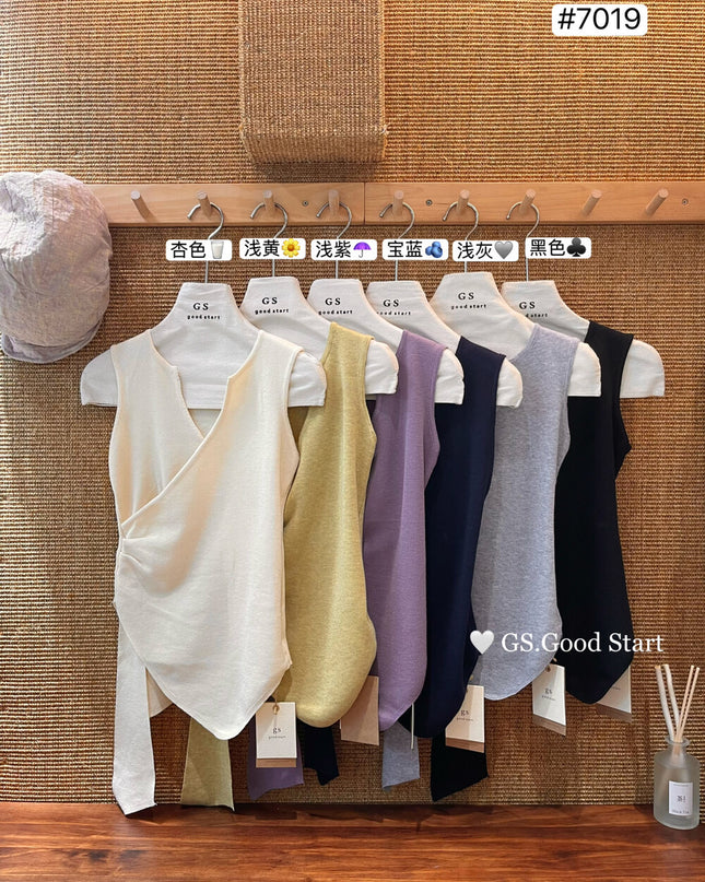 GS.GOOD START Asymmetrical Waist-Slimming Knit Tank
