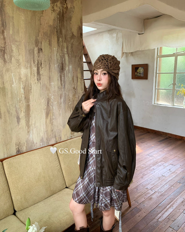 GS.GOOD START Asymmetrical Plaid Cami Dress Set