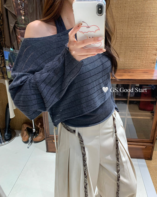GS.GOOD START Pleated Wide-Leg Trousers with Waist Tie