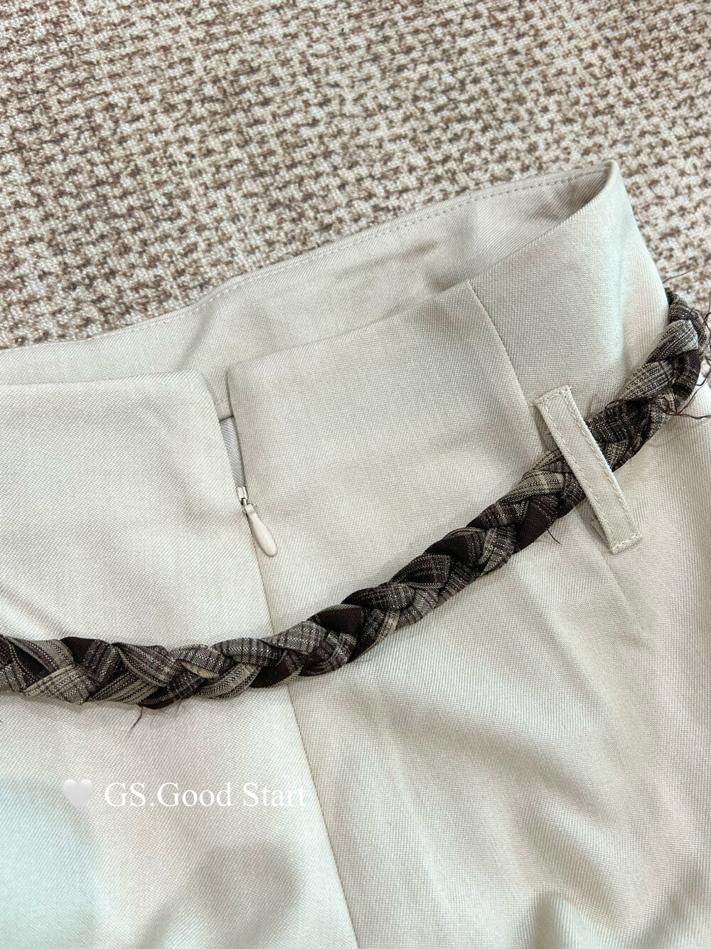 GS.GOOD START Pleated Wide-Leg Trousers with Waist Tie