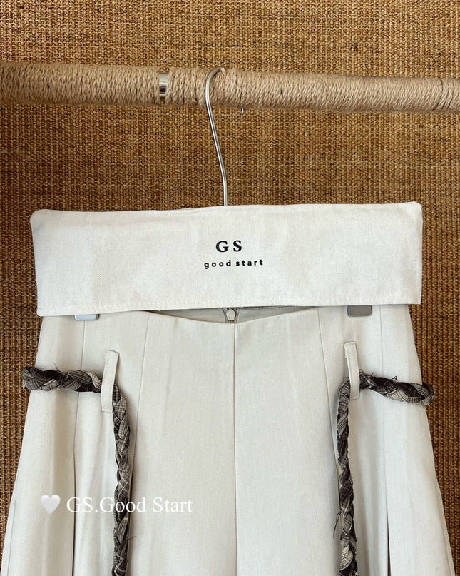 GS.GOOD START Pleated Wide-Leg Trousers with Waist Tie