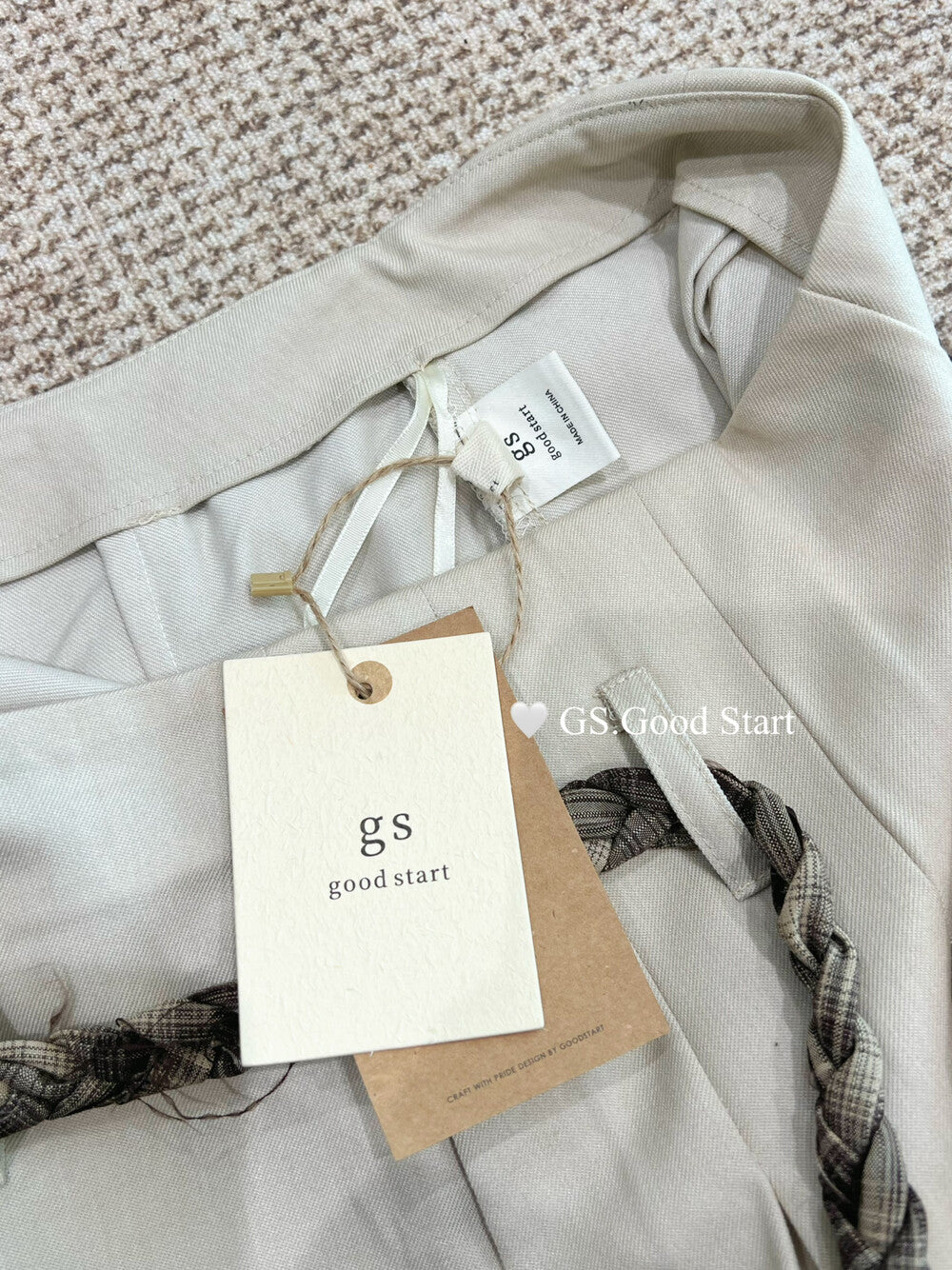 GS.GOOD START Pleated Wide-Leg Trousers with Waist Tie