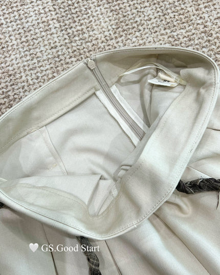 GS.GOOD START Pleated Wide-Leg Trousers with Waist Tie