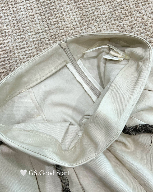 GS.GOOD START Pleated Wide-Leg Trousers with Waist Tie