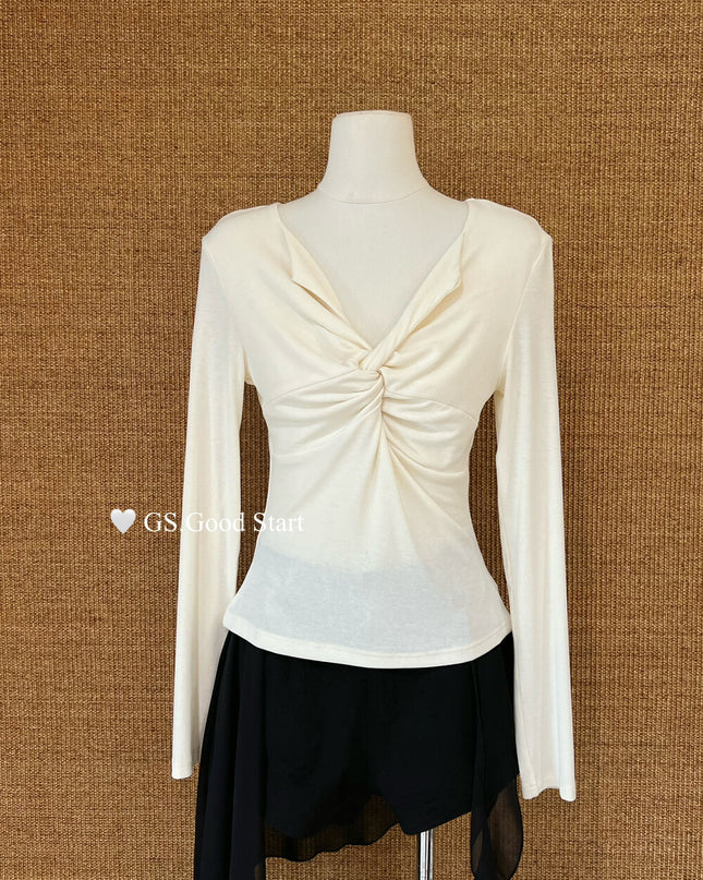 GS.GOOD START Twisted Shoulder Long-Sleeve Base Top