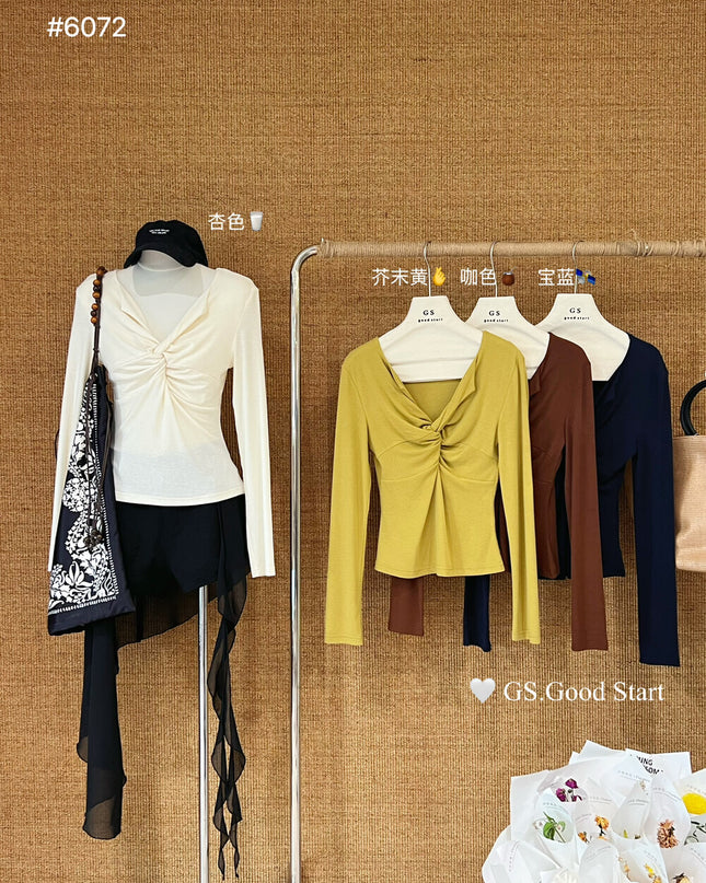 GS.GOOD START Twisted Shoulder Long-Sleeve Base Top