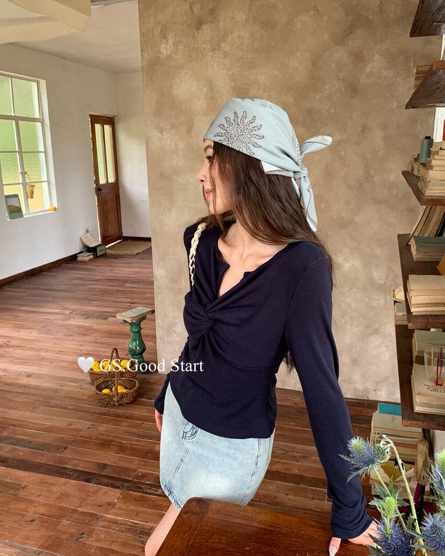 GS.GOOD START Twisted Shoulder Long-Sleeve Base Top