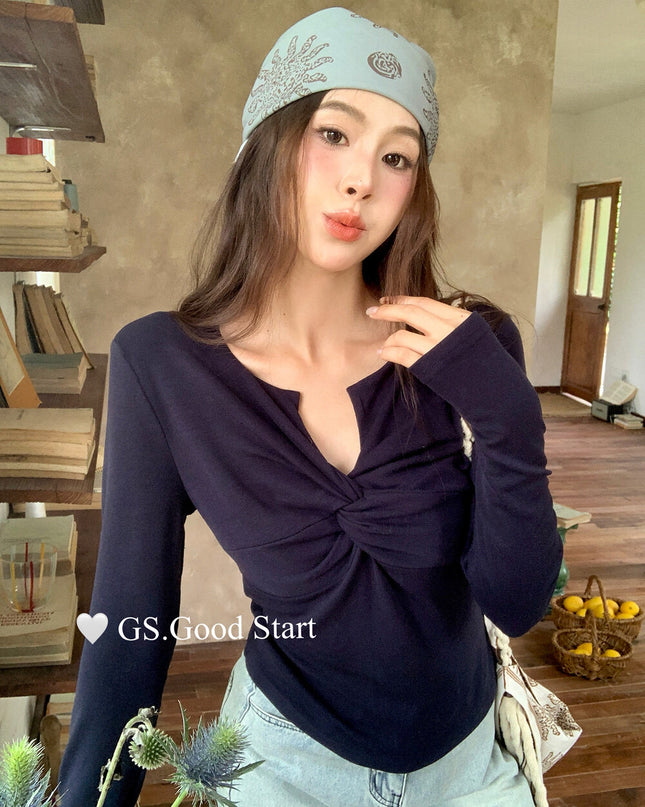 GS.GOOD START Twisted Shoulder Long-Sleeve Base Top