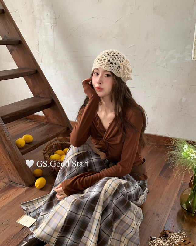 GS.GOOD START Twisted Shoulder Long-Sleeve Base Top