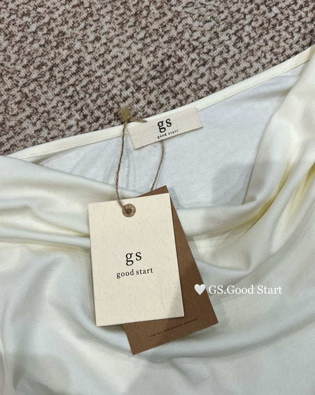 GS.GOOD START Polka Dot Lace Cowl Neck Blouse (with Tie)