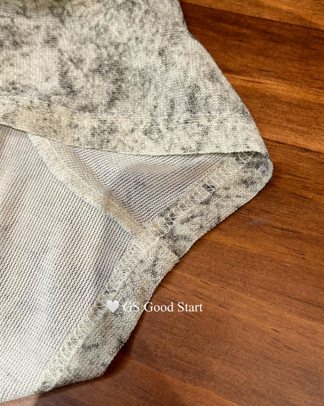 GS.GOOD START Tie-Dye Waist-Tie Feminine Blouse