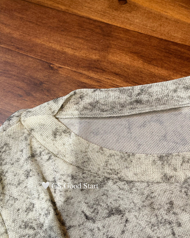 GS.GOOD START Tie-Dye Waist-Tie Feminine Blouse