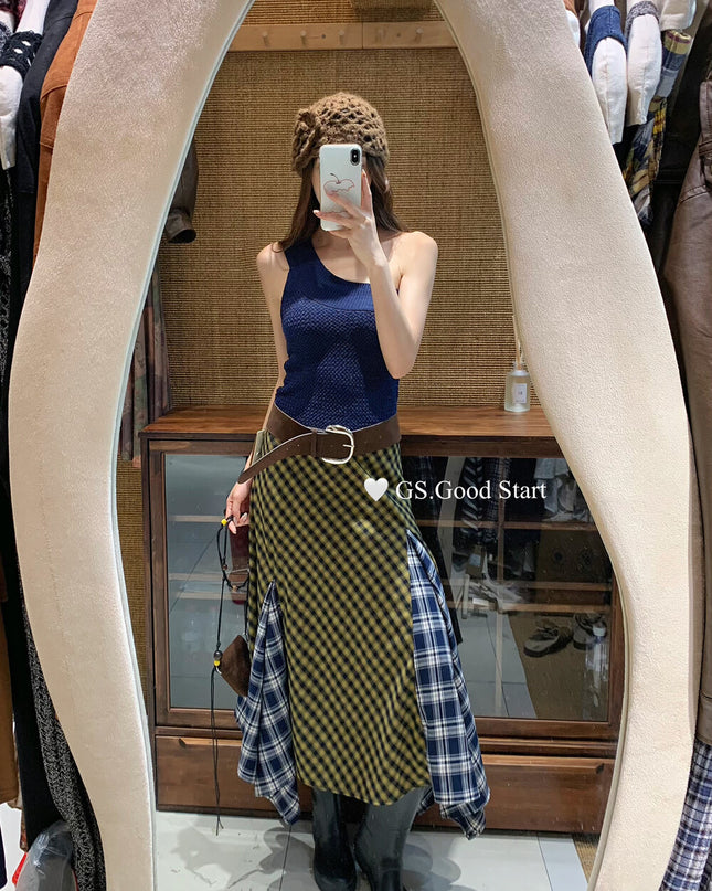 GS.GOOD START Asymmetrical Shoulder Cropped Vest Top