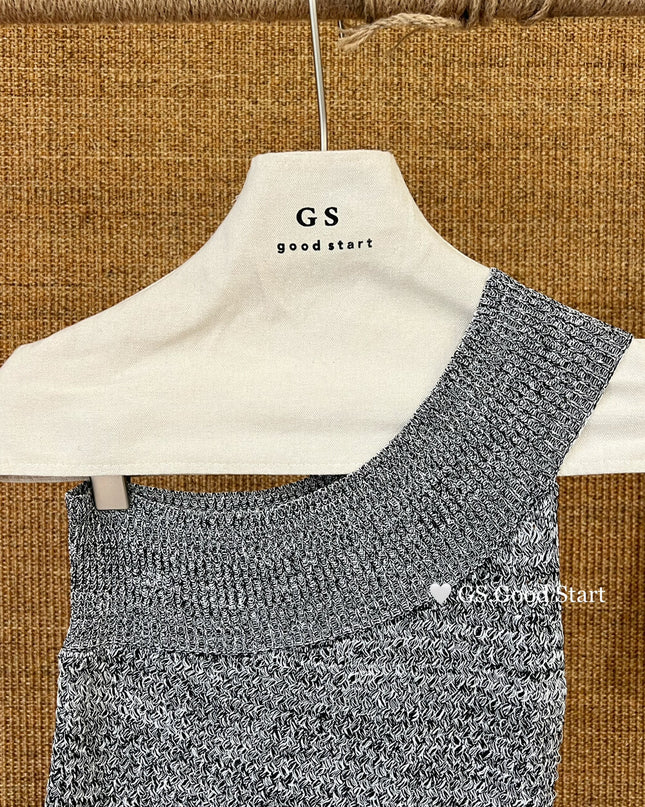 GS.GOOD START Asymmetrical Shoulder Cropped Vest Top