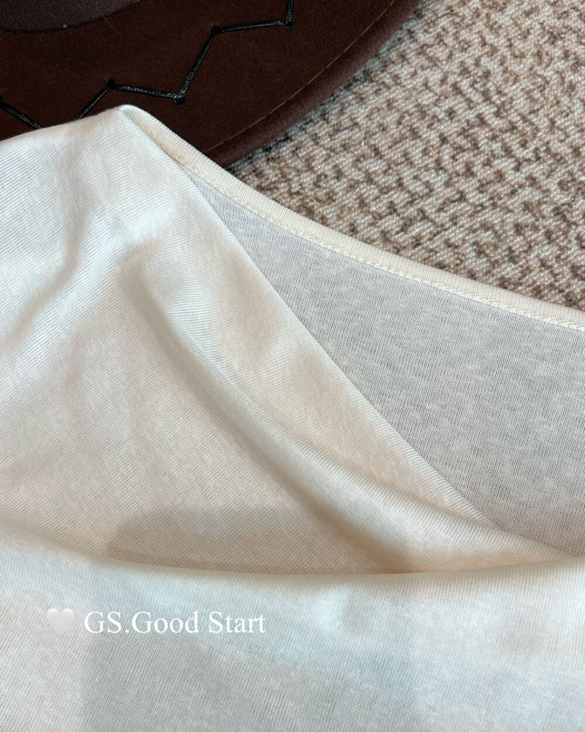 GS.GOOD START Lace-Trim Floral Drape Neck Top (With Removable Ribbon)