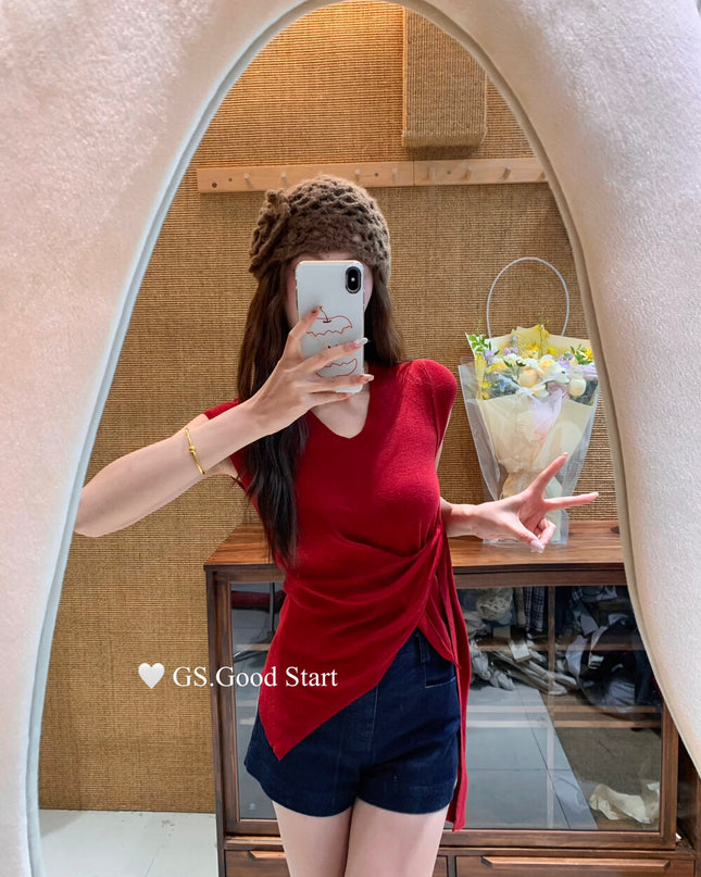 GS.GOOD START Waist-Cinching Knit Femme Top