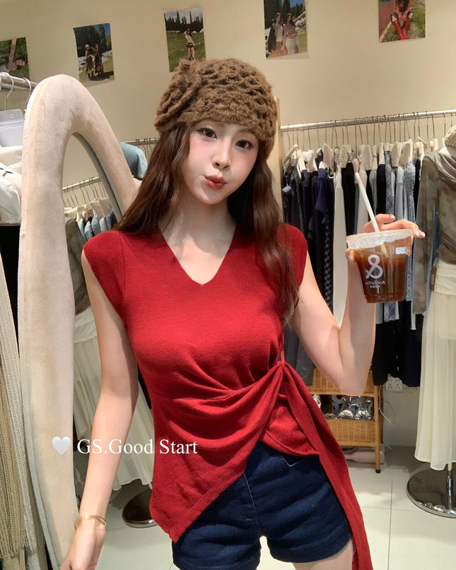 GS.GOOD START Waist-Cinching Knit Femme Top