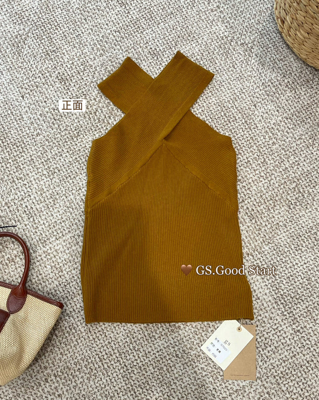 GS.GOOD START Cross-Halter Knit Baddie Tank