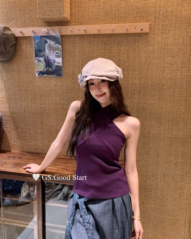 GS.GOOD START Cross-Halter Knit Baddie Tank