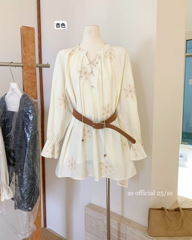 AS OFFICIAL Eden Garden Embroidered White Dress with Belt
