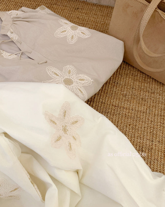 AS OFFICIAL Eden Garden Embroidered White Dress with Belt