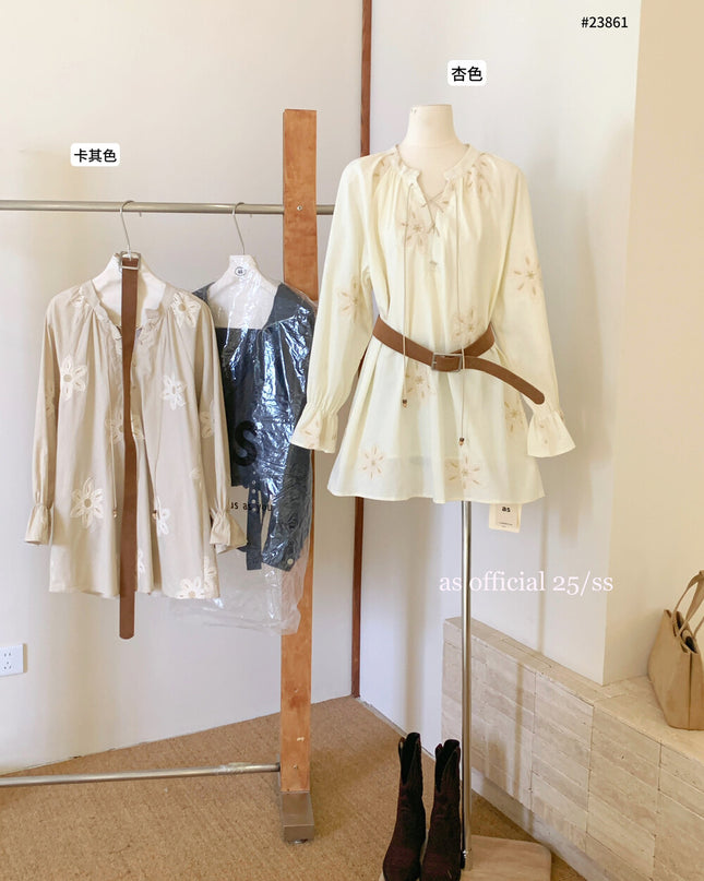 AS OFFICIAL Eden Garden Embroidered White Dress with Belt