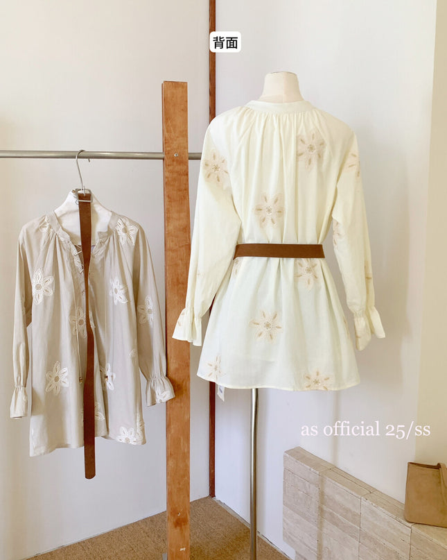 AS OFFICIAL Eden Garden Embroidered White Dress with Belt