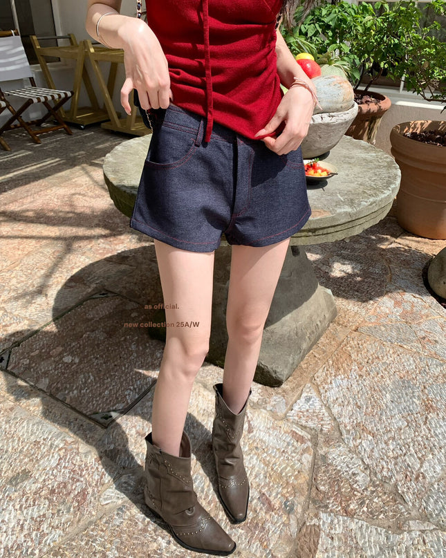 AS OFFICIAL Classic High-Waist Denim Shorts
