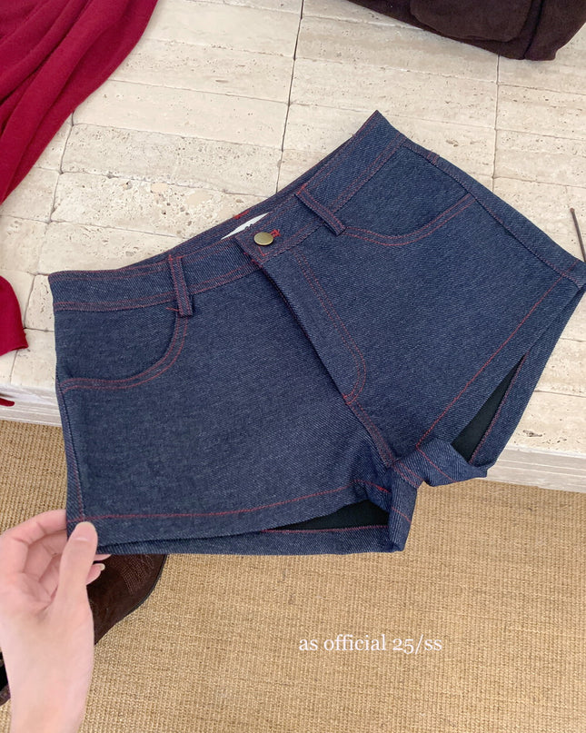 AS OFFICIAL Classic High-Waist Denim Shorts