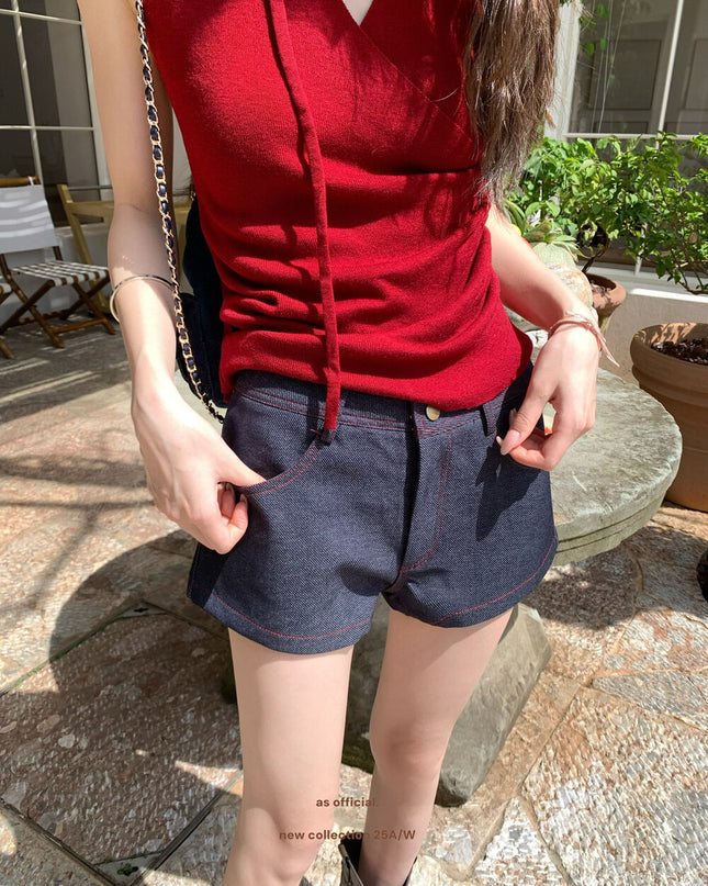 AS OFFICIAL Classic High-Waist Denim Shorts