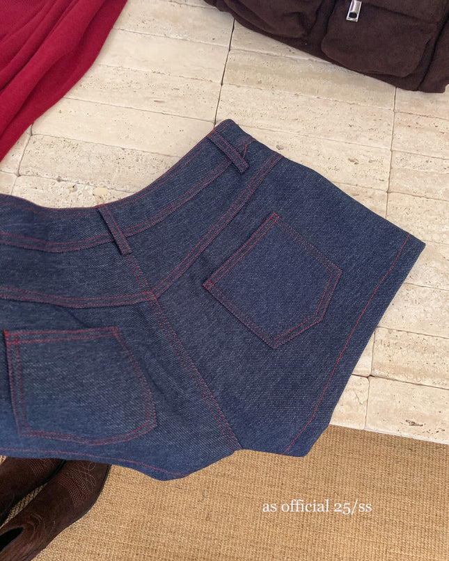 AS OFFICIAL Classic High-Waist Denim Shorts