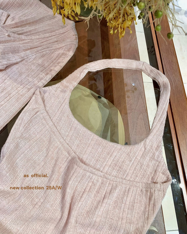 AS OFFICIAL Peach Mojito Lace Halter Top + Cardigan Two-Piece Set