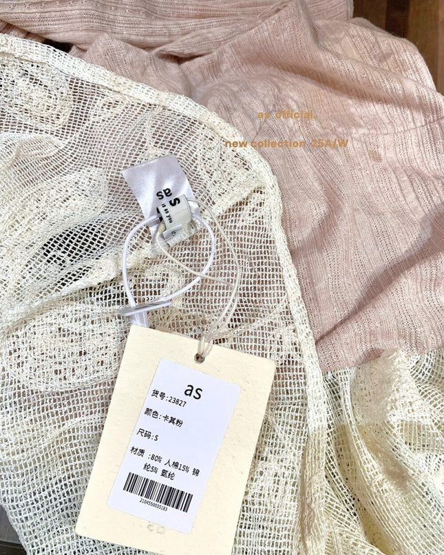 AS OFFICIAL Peach Mojito Lace Halter Top + Cardigan Two-Piece Set