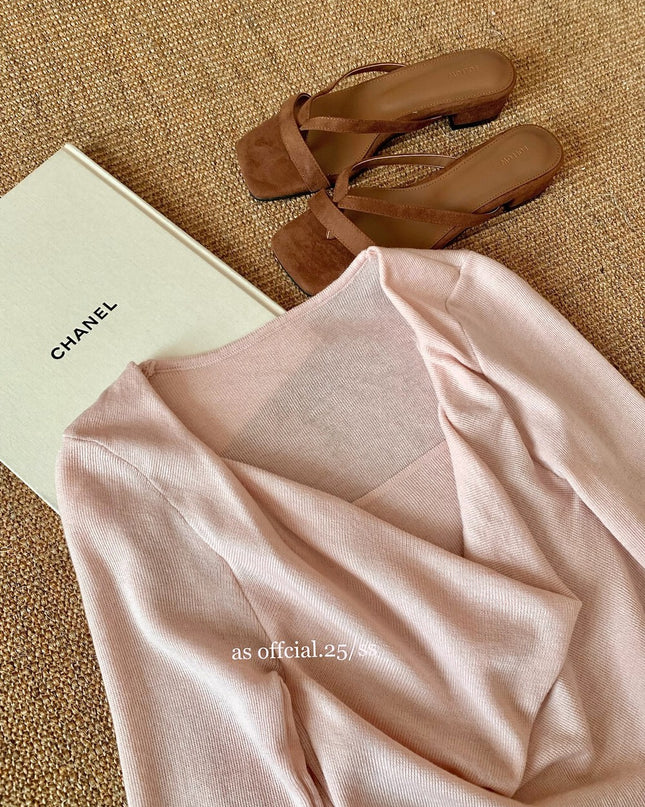 AS OFFICIAL Waist Slimming Drape Tie Knit Top