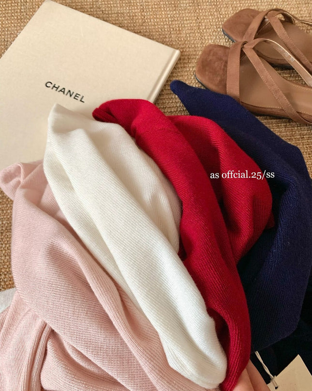 AS OFFICIAL Waist Slimming Drape Tie Knit Top