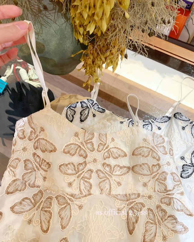 AS OFFICIAL Luxe Butterfly Embroidered Cami Top